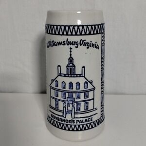 Williamsburg Virginia Souvenir Mug Governor's Palace Cerarte Brazil Blue & White